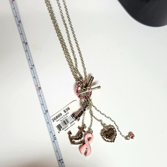 NWT COOKIE LEE crystal breast cancer fight necklace - Picture 4 of 4